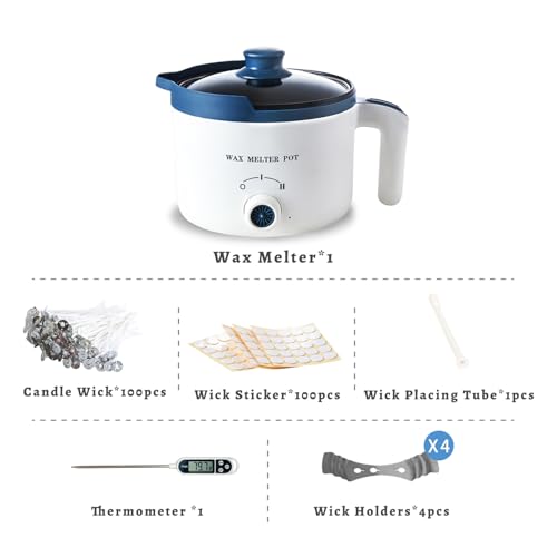 Ksedcon Wax Melter for Candle Making with Thermometer, Electric Wax Melting Pot Kit with Wicks, Double Candle Making Crock Set with Measurements - Image 2