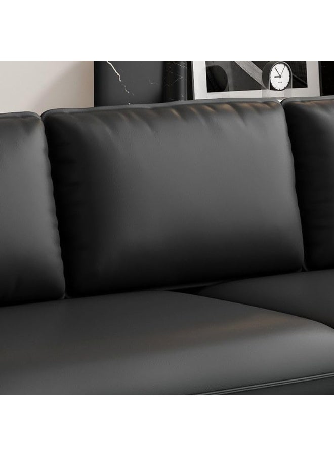 Ripple FURNITURE أريكة جلدية حديثة من UAE Homes تتسع لثلاثة أشخاص، سوداء، مقاومة للماء - Image 4