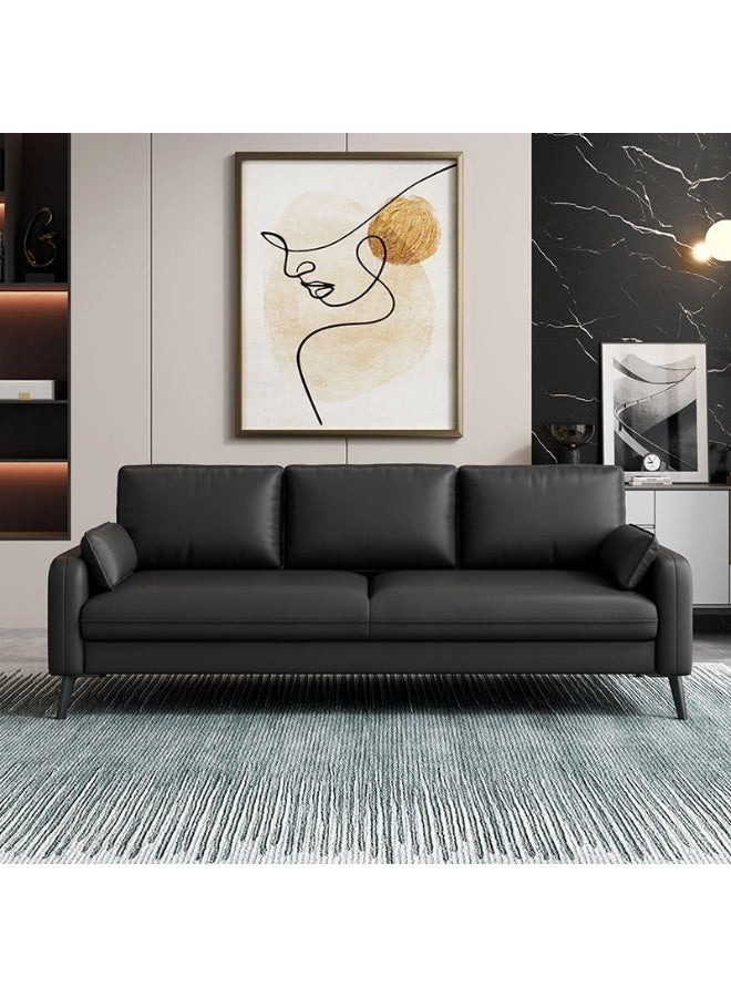 Ripple FURNITURE أريكة جلدية حديثة من UAE Homes تتسع لثلاثة أشخاص، سوداء، مقاومة للماء - Image 3