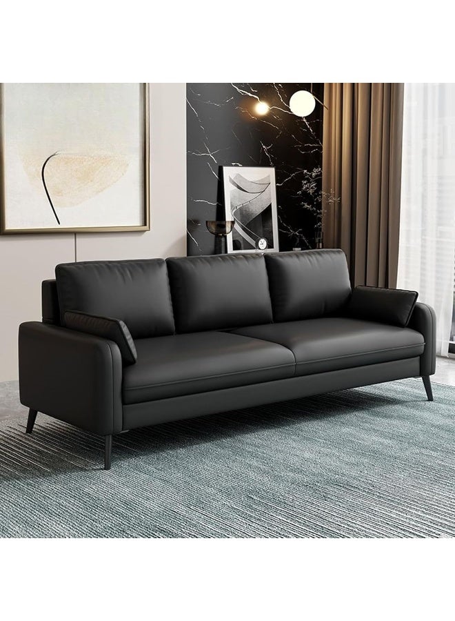 Ripple FURNITURE أريكة جلدية حديثة من UAE Homes تتسع لثلاثة أشخاص، سوداء، مقاومة للماء - Image 1