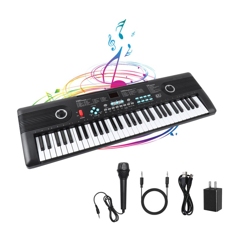 RWESU 61 Keys Keyboard Piano, Electronic Digital Piano with Built-in Speaker Microphone, Portable Keyboard Gift Teaching for Beginners, Electric Piano for Kids, Birthday Gift for Children - Image 1