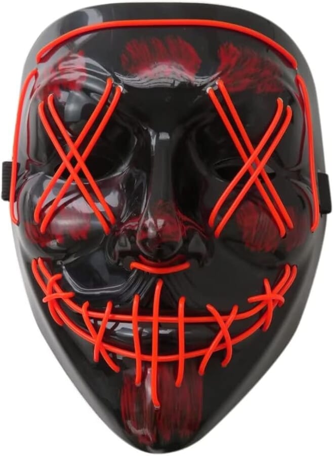 Vicue Vicue Halloween LED Light Up Mask and Gloves for Festival Cosplay, EL Wire Scary Mask 