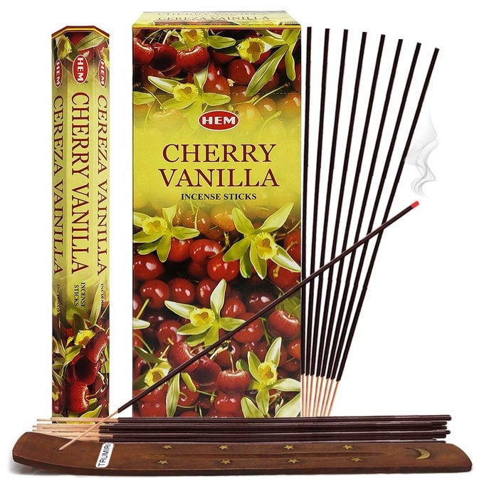 CHERRY VANILLA INCENSE STICKS AND INCENSE STICK HOLDER BUNDLE INSENCE INSENSE HEM INCENSE STICKS
