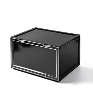 DIGALI ENTERPRISE 1 Pack Clear Shoe Boxes StackableShoe Storage for ClosetSturdy Box Containers with DoorSneaker StorageEasy to Assemble1 Pack BLACK Clear MULTI COLOR
