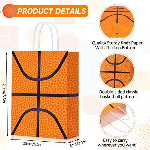 Leinuosen 48 Pcs Basketball Party Favors Supplies Including 12 Basketball Gift Bags 12 Mini Stress Balls 12 Keychains 12 Motivational Silicone Wristband - Image 5