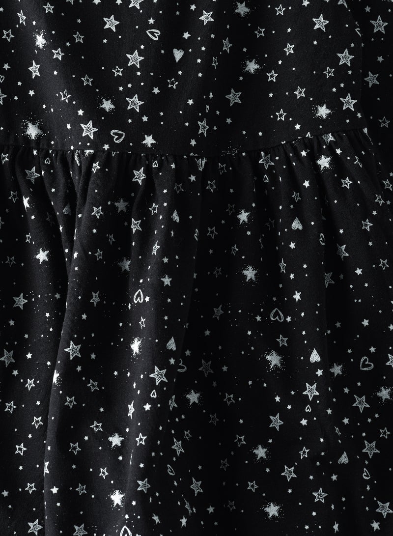 Girls All Over Print Knit Dress, Soft and Comfortable Dress for Girls