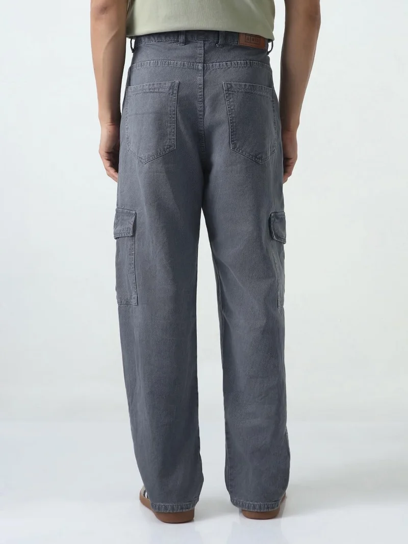 Urbano Fashion  Urbano Fashion Men's Light Grey Loose Fit Cargo Jeans with 6 Pockets Non-Stretchable  | Best Price UAE