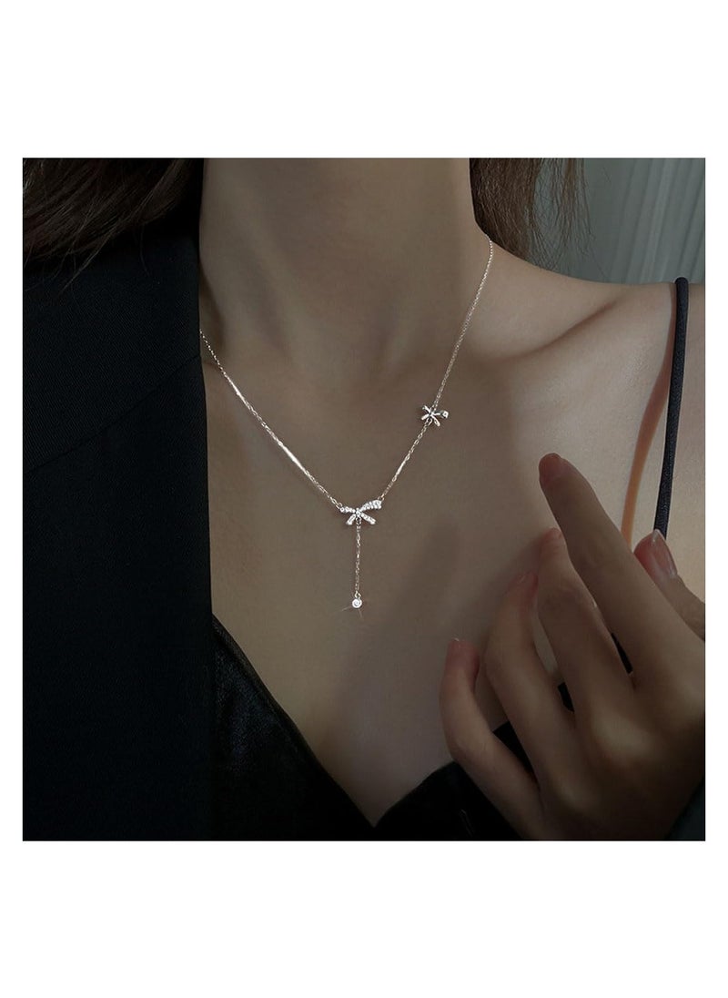 RATSAW - Necklaces for Women Pendant Necklace Bow Necklace Adjustable Bow Tie Necklace Lady Personalized Choker Tassel Accessories Fashion Jewelry Gifts For Women Mother Wife Girlfriend Sisters - Image 1