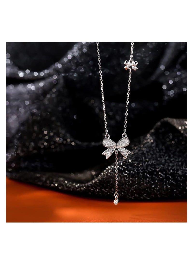 RATSAW - Necklaces for Women Pendant Necklace Bow Necklace Adjustable Bow Tie Necklace Lady Personalized Choker Tassel Accessories Fashion Jewelry Gifts For Women Mother Wife Girlfriend Sisters - Image 1