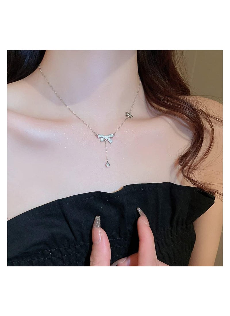 RATSAW - Necklaces for Women Pendant Necklace Bow Necklace Adjustable Bow Tie Necklace Lady Personalized Choker Tassel Accessories Fashion Jewelry Gifts For Women Mother Wife Girlfriend Sisters - Image 1
