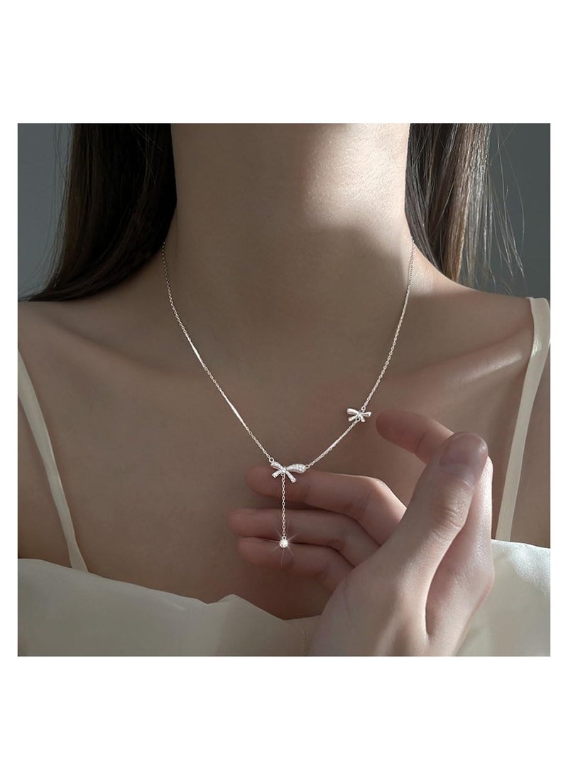 RATSAW - Necklaces for Women Pendant Necklace Bow Necklace Adjustable Bow Tie Necklace Lady Personalized Choker Tassel Accessories Fashion Jewelry Gifts For Women Mother Wife Girlfriend Sisters - Image 1