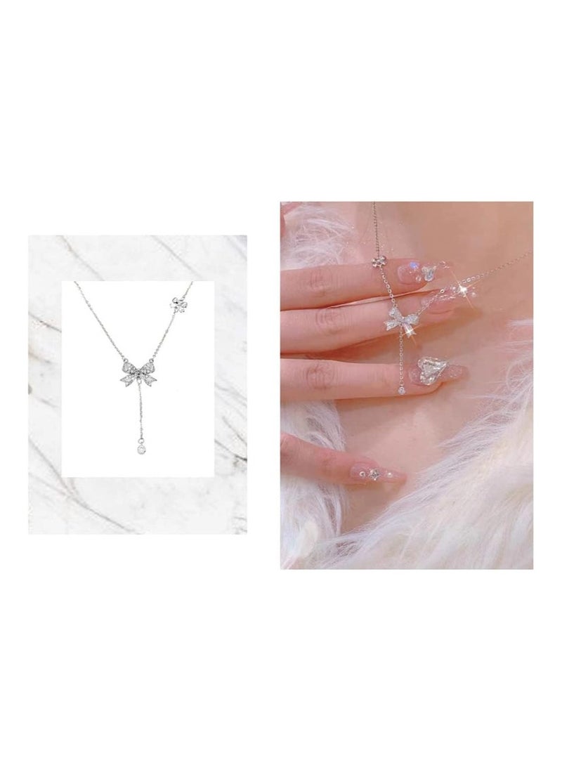 RATSAW - Necklaces for Women Pendant Necklace Bow Necklace Adjustable Bow Tie Necklace Lady Personalized Choker Tassel Accessories Fashion Jewelry Gifts For Women Mother Wife Girlfriend Sisters - Image 1