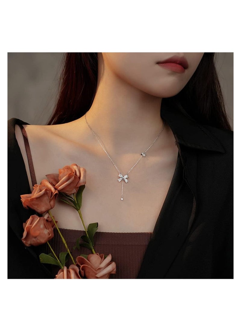 RATSAW - Necklaces for Women Pendant Necklace Bow Necklace Adjustable Bow Tie Necklace Lady Personalized Choker Tassel Accessories Fashion Jewelry Gifts For Women Mother Wife Girlfriend Sisters - Image 1