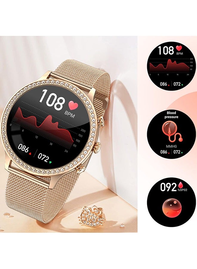 RollsTimi  Smartwatch for Women Make Answer Call 1.32" Full Touch Screen Fitness Tracker with Blood Pressure Heart Rate Sleep Monitor IP67 Waterproof Pedometer Stopwatch for iOS Android,Gold - Image 4
