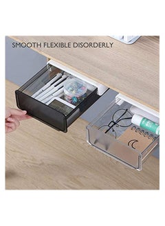 SYOSI 1 Self-Adhesive Under Desk Drawer Slide Out, Add Under Desk Drawer, Under Desk Drawer, Office Organizer and Storage Drawer Under Mount Black  - Image 2