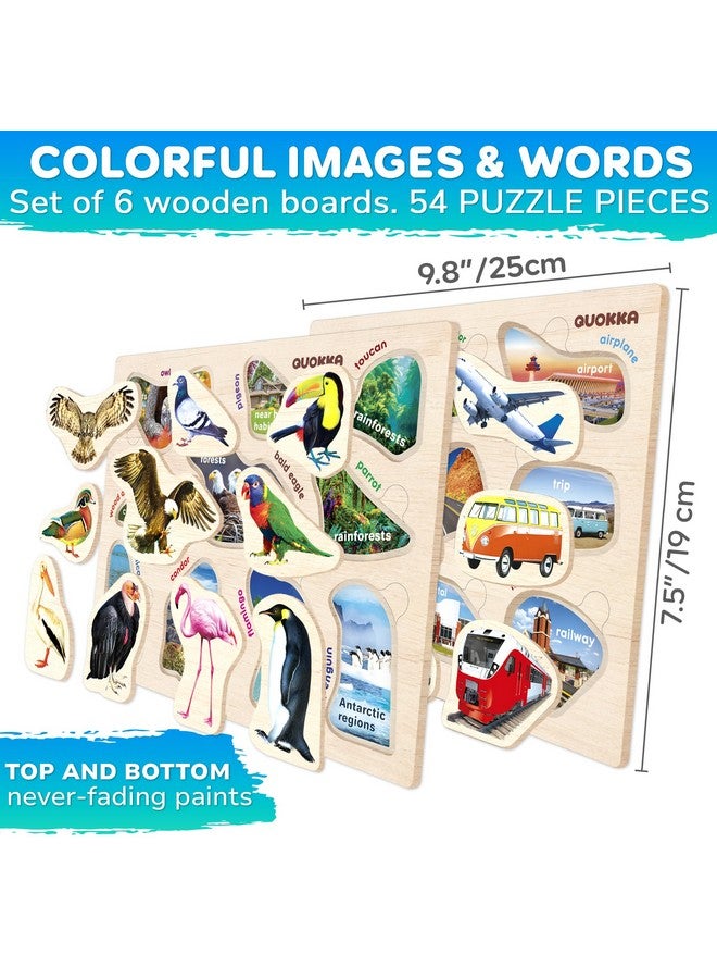 quokka QUOKKA Toddler Puzzles Ages 2-4 in a Bag - 6 Montessori Wooden Puzzles for Toddlers 3-5 Year Old - Preschool Wood Game for Boys and Girls 4-6 - Gift for Learning Realistic Animals Fruits Vehicles  - Image 2