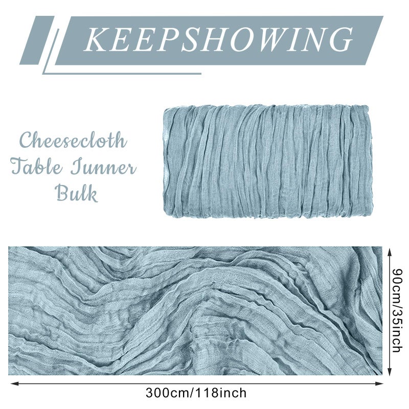 KEEPSHOWING 12 Pack Cheesecloth Table Runner, Runner Gauze Boho Wedding Decor Romantic Table Runner for Wedding Birthday Party(35" x 118")(Grayblue) - Image 2