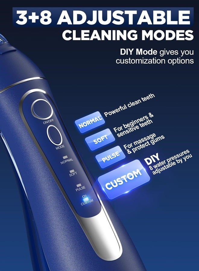 Oralfree Water Dental Flosser Cordless for Teeth Cleaning - 4 Modes Oral Irrigator 300ML Braces Flossers Cleaner, Rechargeable Portable IPX7 Waterproof Powerful Battery for Travel Home - Image 3