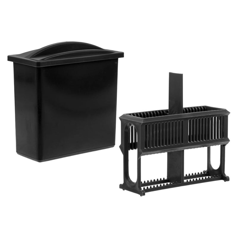 24-Slot Microscope Slide Organizer with Plastic Staining Jar and Gray Raised Lid Rack for Laboratory Slide Storage and Sample Drying in School and College Use - Image 1