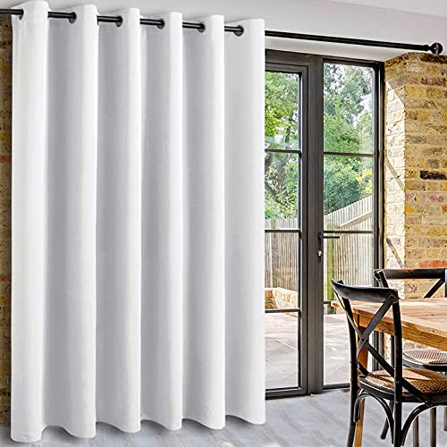 DWCN Total Privacy Room Divider Blackout Curtain for Patio Door Living Room Bedroom Partition and Shared Office Space 1 Grommet Curtain Panel 83ft Wide x 8ft Tall Greyish White