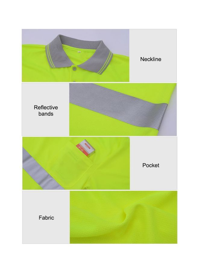 Loquat High Visibility Reflective Safety T-Shirt Green/Grey L - Image 2