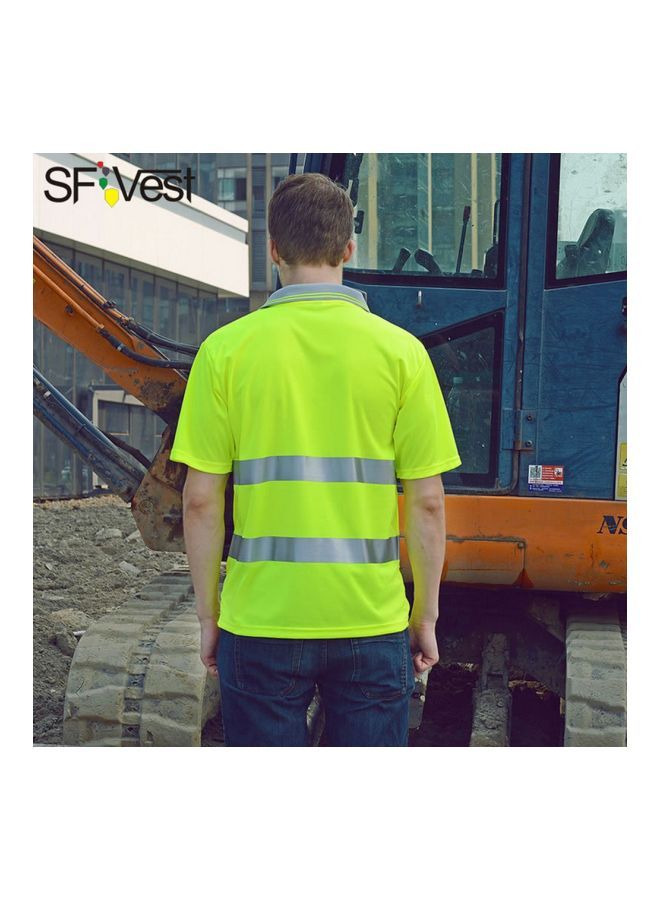 Loquat High Visibility Reflective Safety T-Shirt Green/Grey L - Image 3