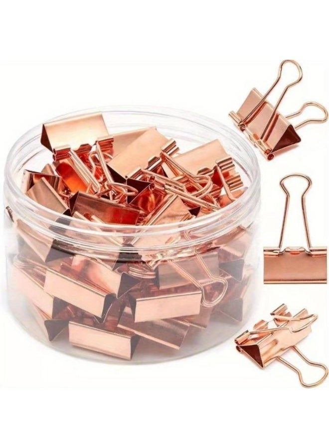 40 Pack Binder Clips, 19mm Small Paper Clamps for Home, School and Office Use, Mini Paper Clips for Organizing Documents, Photos and Crafts - Rose Gold - Image 1