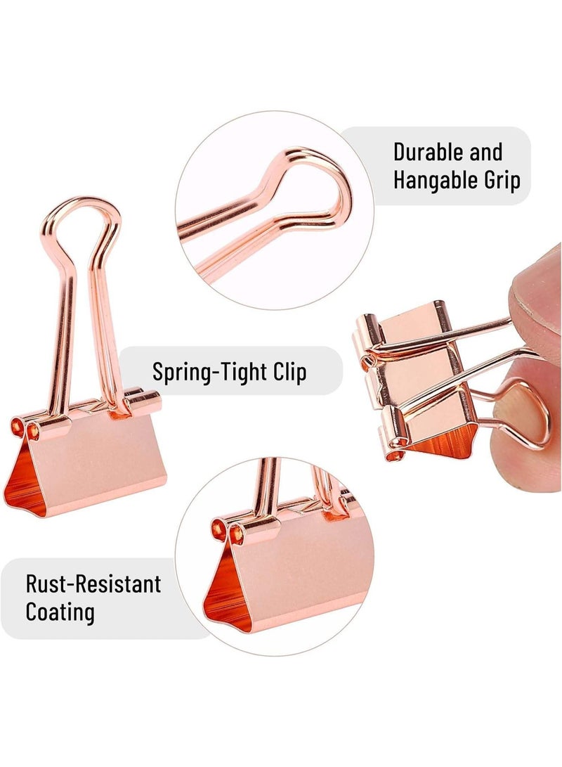 40 Pack Binder Clips, 19mm Small Paper Clamps for Home, School and Office Use, Mini Paper Clips for Organizing Documents, Photos and Crafts - Rose Gold - Image 4