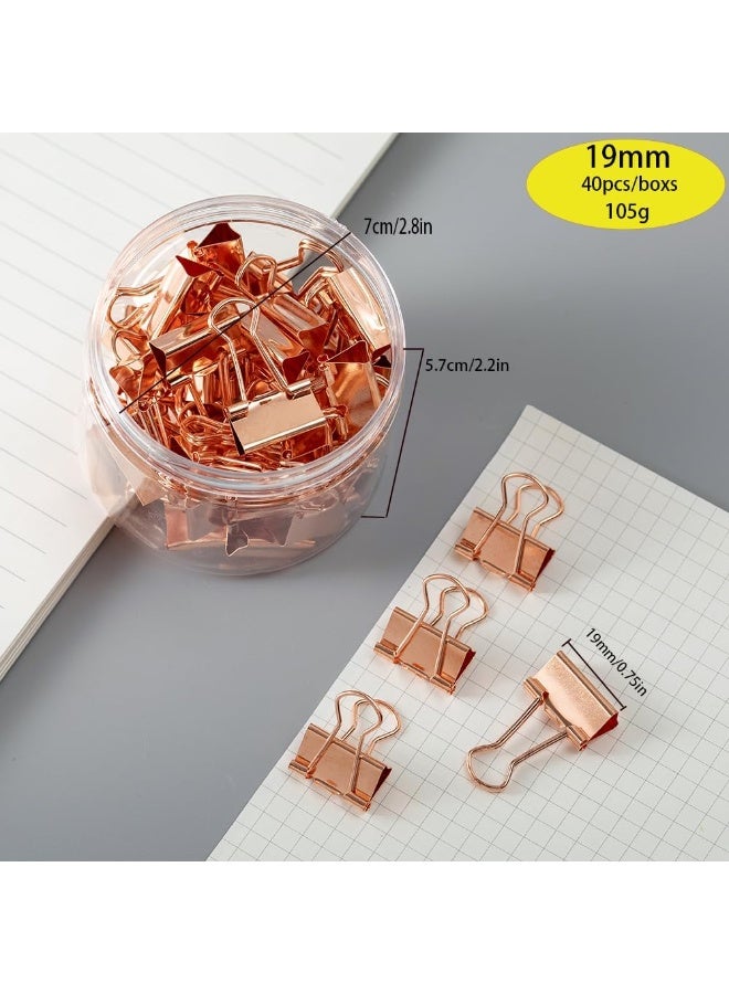 40 Pack Binder Clips, 19mm Small Paper Clamps for Home, School and Office Use, Mini Paper Clips for Organizing Documents, Photos and Crafts - Rose Gold - Image 5