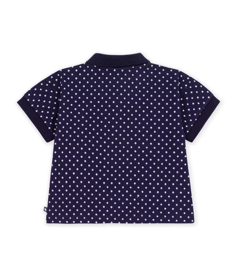 بيتي باتو Babies' Short-Sleeved Cotton Polo Shirt Printed With Boats