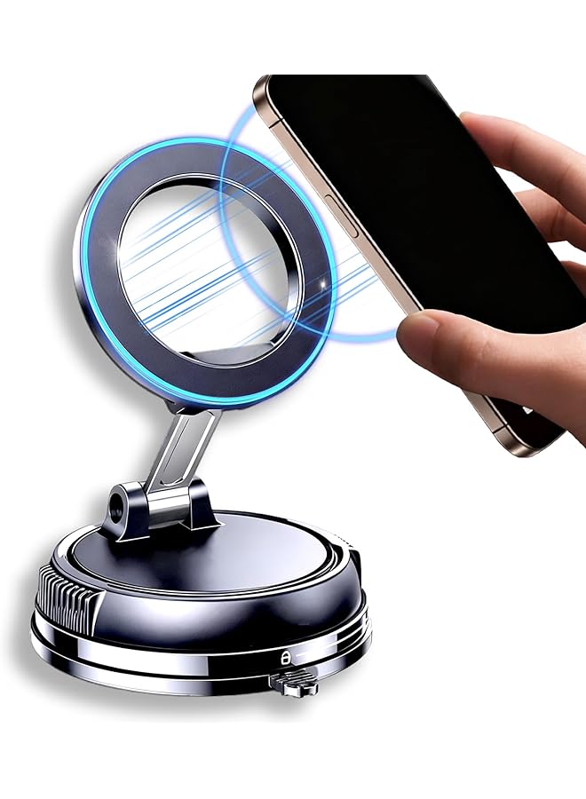 S-TOP Car Phone Holder, Magnetic Phone Holder Car for Magsafe, 360° Adjustable Mobile Holder for Car, Pocket Size Foldable Car Mobile Holder for iPhone 17/16/15 and Samsung S25/24/23, Black - Image 1