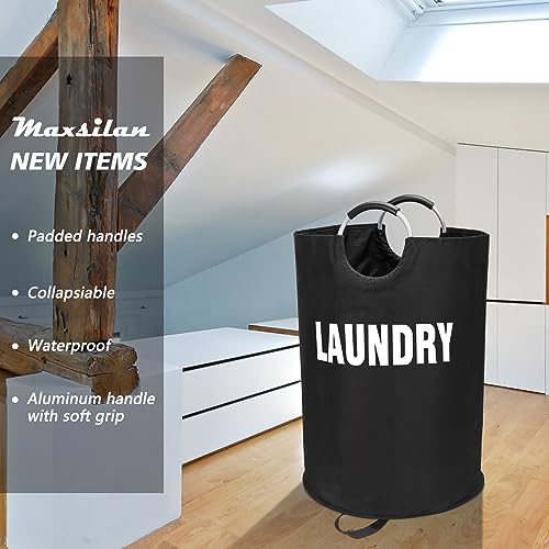 Maxsilan 160L XX-Large Laundry Basket, Freestanding Tall Clothes Hamper, Collapsible Laundry Bag, Black - Image 2