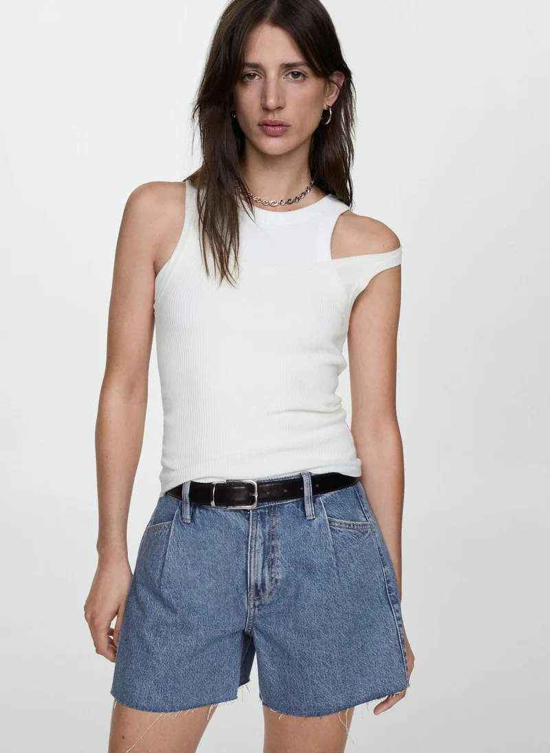 MANGO Denim Shorts With Frayed Hem