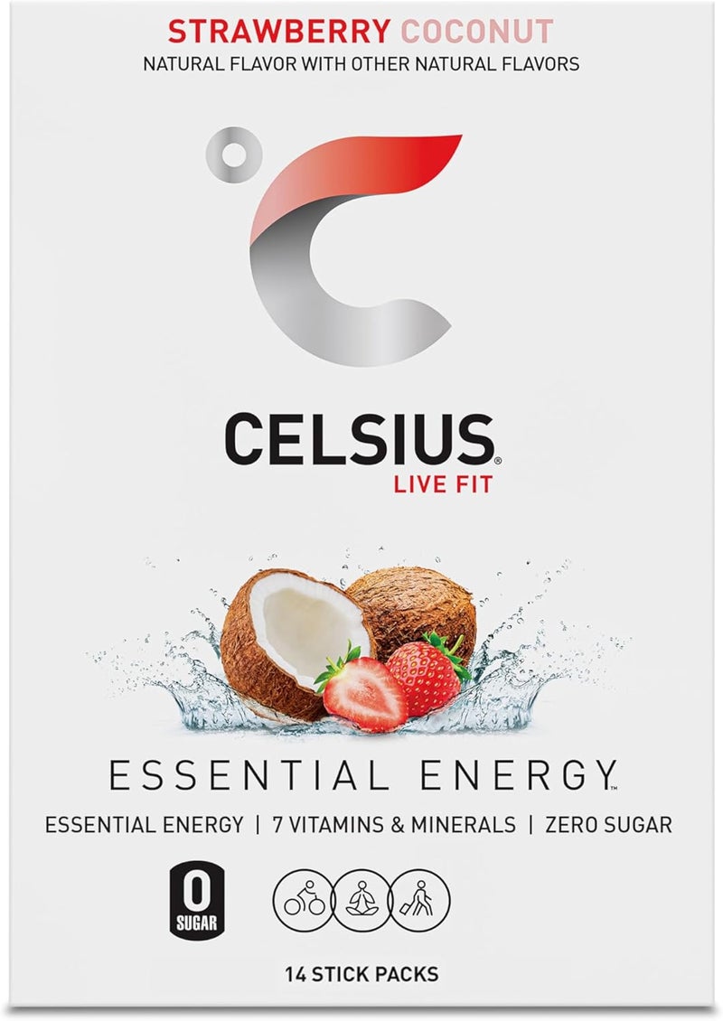 CELSIUS مشروب الطاقة الأساسي CELSIUS الجاهز - نكهة الفراولة وجوز الهند - Image 5