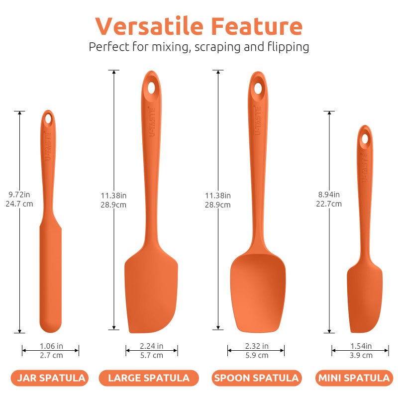 U-Taste Silicone Spatula Set with 600 Degrees Fahrenheit Heat Resistant (Orange) - Image 2