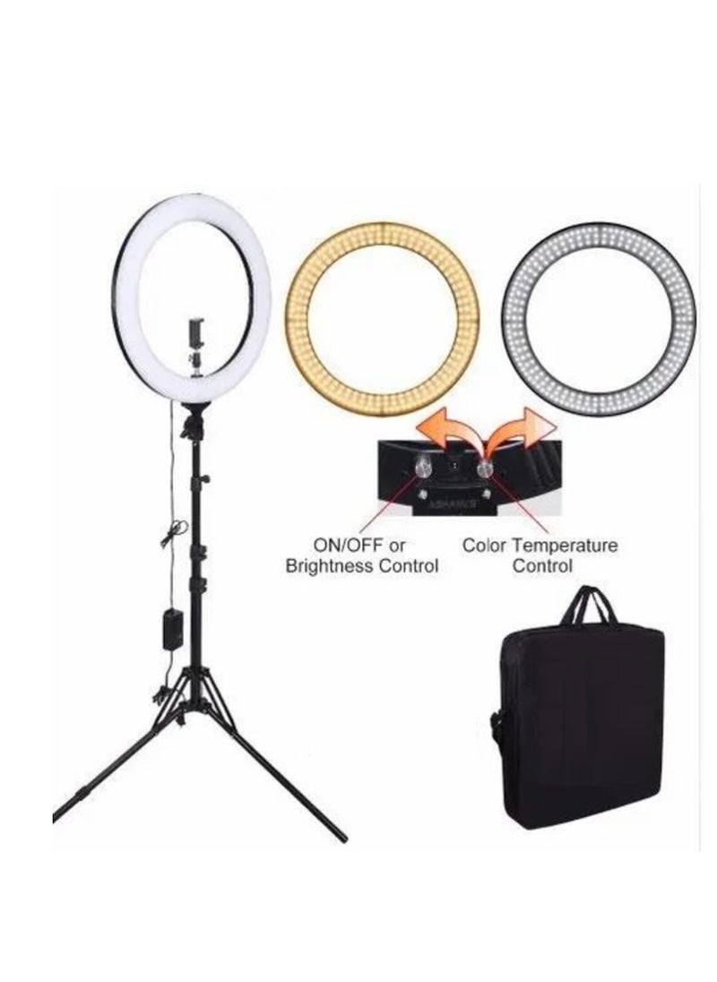 Generic - LED Ring Light with 3 Dimmable Color Modes for Photography, YouTube, Video, Live Streaming, Vlogging, Compatible with iPhone/Android and Cameras (3 Mounts + Remote Control) (35.5cm + Stand) - Image 1