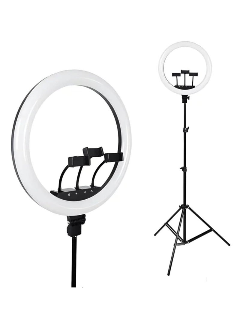 Generic - LED Ring Light with 3 Dimmable Color Modes for Photography, YouTube, Video, Live Streaming, Vlogging, Compatible with iPhone/Android and Cameras (3 Mounts + Remote Control) (35.5cm + Stand) - Image 1