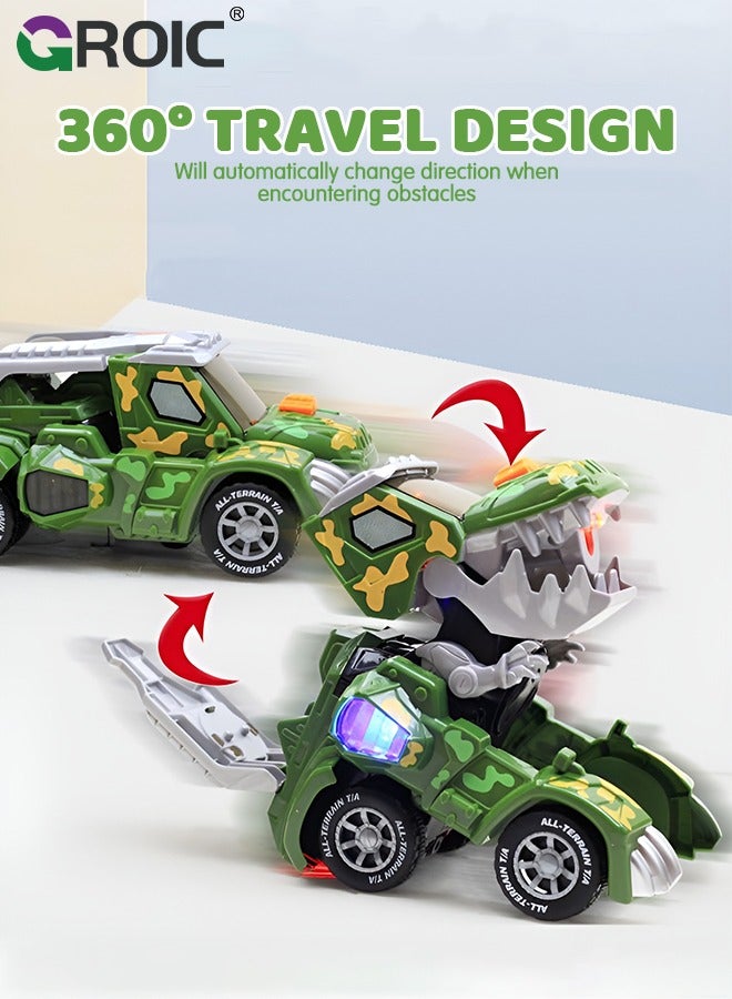 GROIC Transforming Dinosaur Car with LED Light Music and Spray Effect, Automatic Transform Dino Spray Car 360-Degree Rotating Universal Induction Spray Light Music Dinosaur Car Toy for Kids - Image 5