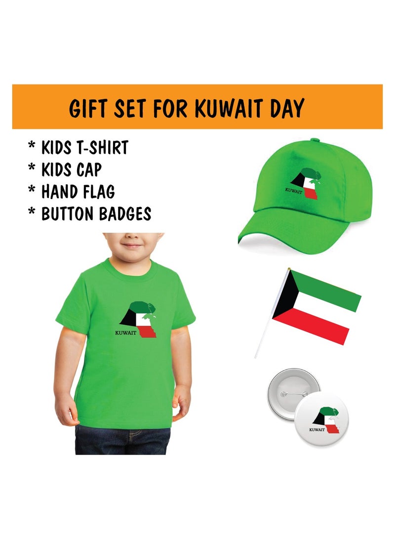 PRINTSHOP4ME Kuwait National Day Gift Set for Boys - T-Shirt - Cap - Badge and Flag Set - Celebrate Kuwait National Day with this Kids Combo Pack in Style - Image 2