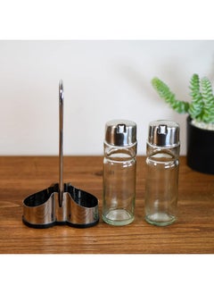 2Pieces Oil And Vinegar Set - 170Ml X 2, Set Of 5 Pieces Glass Oil Bottle With Metal Stand - pzsku/Z34C07B5CC20E0EF19FA5Z/45/_/1728049326/c55b73c5-c5cf-41bc-93b6-a2c5d20beb99