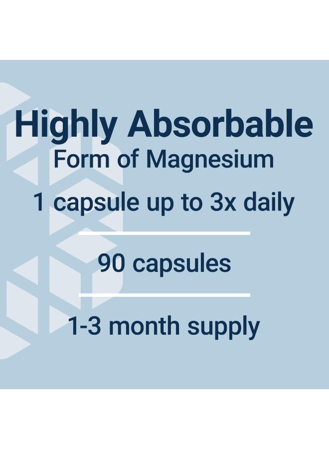 Life Extension Magnesium Glycinate, Heart Health, Bone Health, Nerve and Muscle Support, Highly absorbable, Gluten-Free, Non-GMO, Vegetarian, 90 Capsules - Image 3