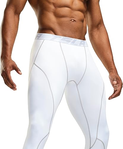 TSLA Men's Thermal Compression Pants, Athletic Sports Leggings & Running Tights, Wintergear Base Layer Bottoms, 2pack Tights Black/White, X-Large - Image 4