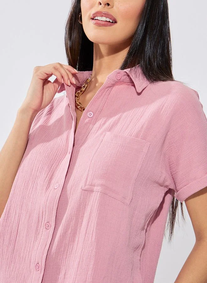 ستايلي Cotton Regular Fit Extended Shoulder Shirt