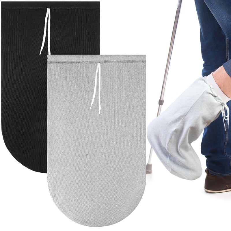 Max Shape Washable Knee Sock  Adjustable Leg Cast Cover for Men & Women  Medium Short Foot Cast Sock (Gray+Black) - Image 1