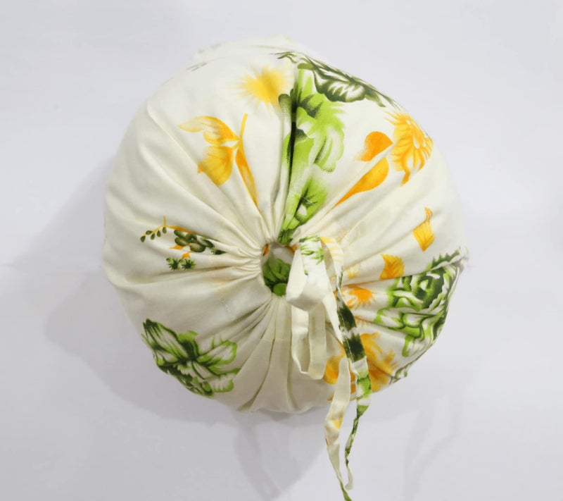 Swayam Round Bolster Pillow Cover - Set of 2 | 100% Cotton Printed Soft and Luxurious Decorative 30" x 15" Bolster Cover Set of 2 for Living Room Diwan Set - Cream - Image 3