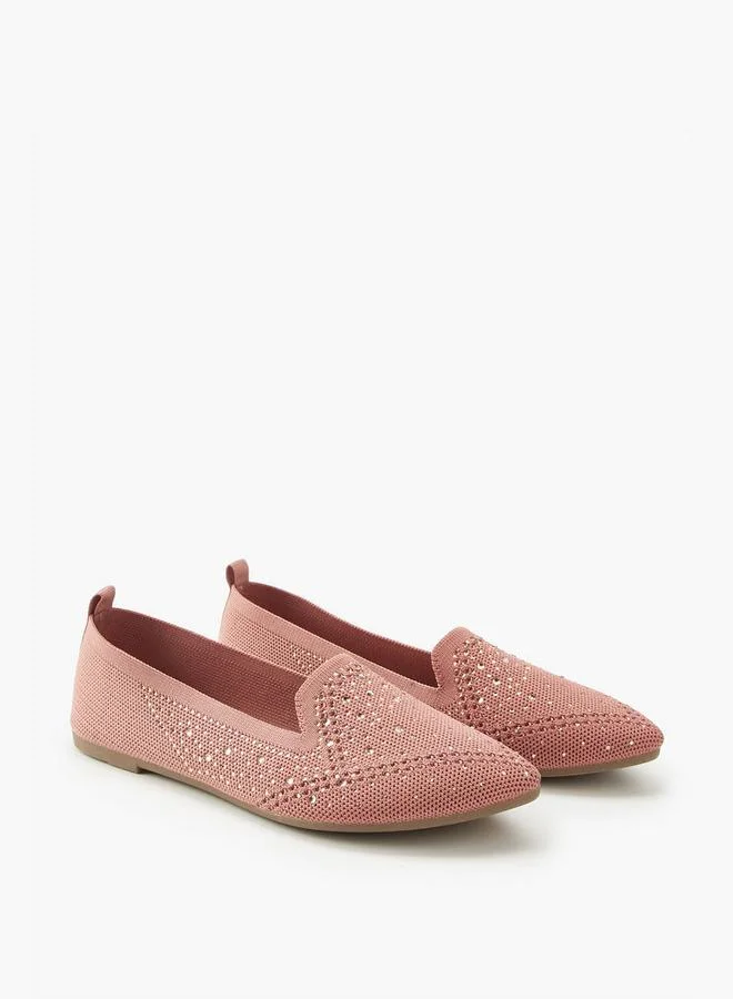 Flora Bella By Shoexpress Flora Bella Embellished Slip-On Ballerina Shoes With Pull Tab