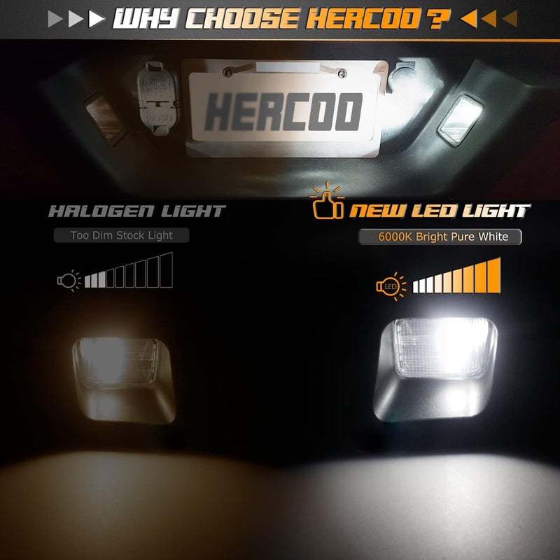 HERCOO عدسة مصباح لوحة الترخيص LED مع مقبس خلفي وغطاء أسود ومشبك تثبيت متوافقة مع دودج رام 1500 2500 3500 بيك أب 2003-2018 للمصد الخلفي - بديل ما بعد البيع - Image 3