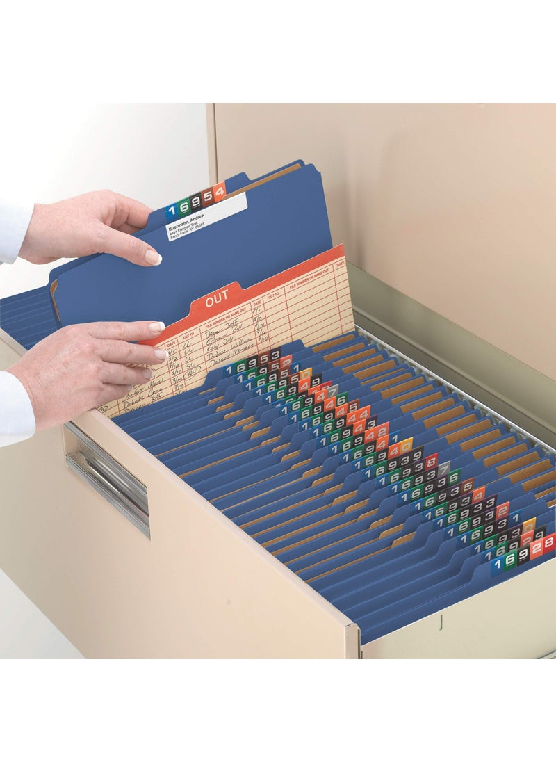 Smead Smead Pressboard Classification File Folder with SafeSHIELD Fasteners, 3 Dividers, 3" Expansion, Legal Size, Dark Blue, 10 per Box (19096)  - Image 5