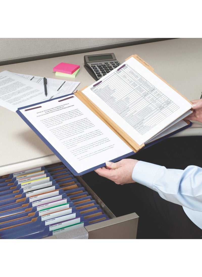 Smead Smead Pressboard Classification File Folder with SafeSHIELD Fasteners, 3 Dividers, 3" Expansion, Legal Size, Dark Blue, 10 per Box (19096)  - Image 3
