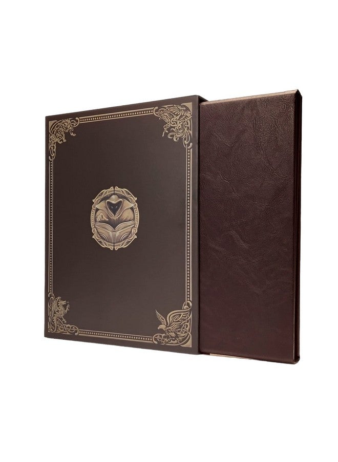 Forged Dice Co. Game Master Screen - 38.5in Landscape DM Screen Compatible with Dungeons and Dragons and Other TTRPG - Faux Dragon Skin with Clear Dry Erase 8.5 x 11 Pockets - Slipcase Stores with DND Books - Brown - Image 1